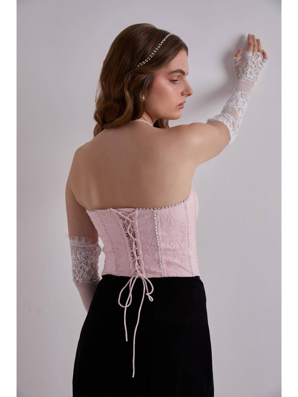 Lace Whisper Pink Corset Top | TT90 - view 2