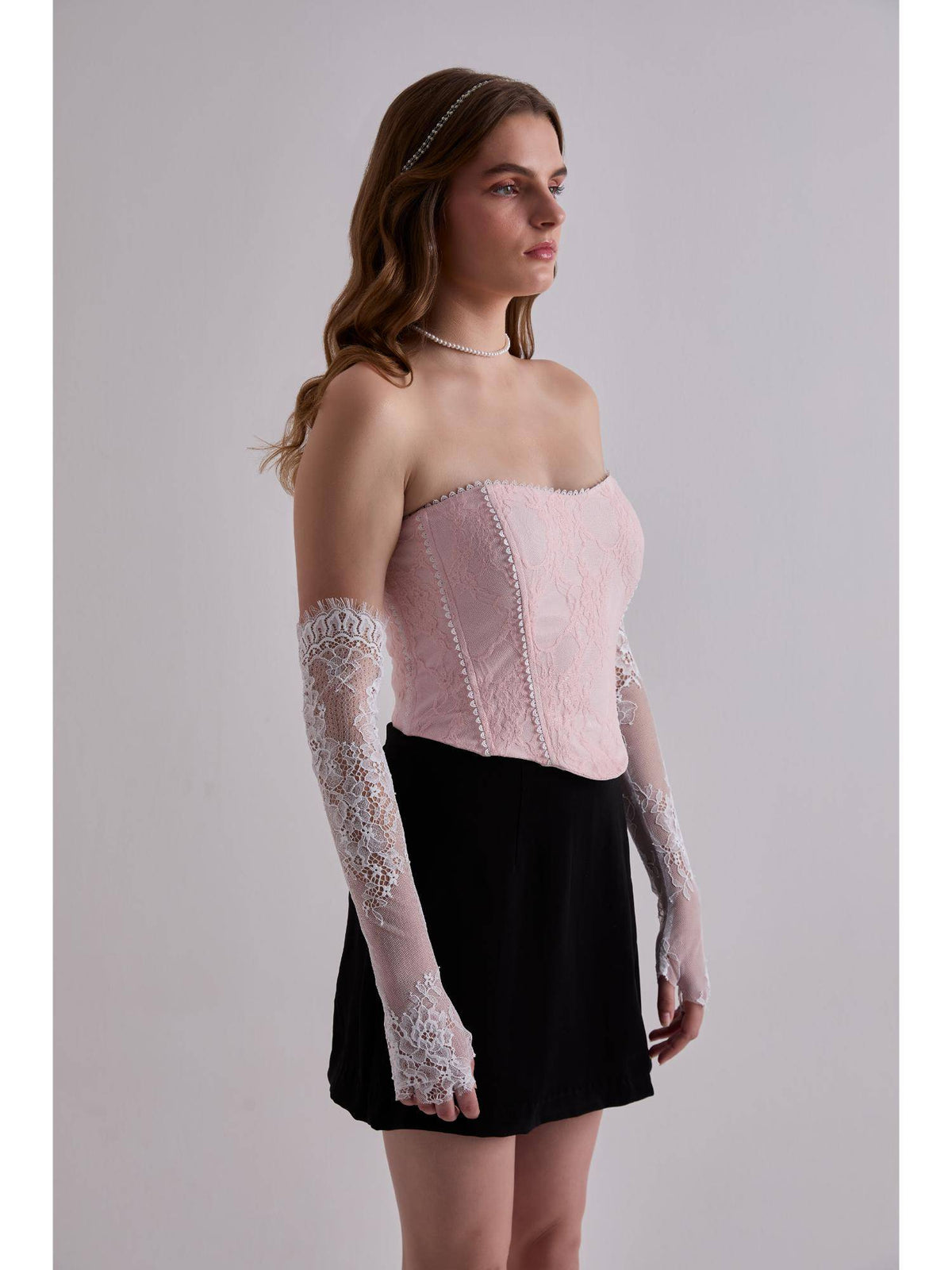 Lace Whisper Pink Corset Top | TT90 - view 3
