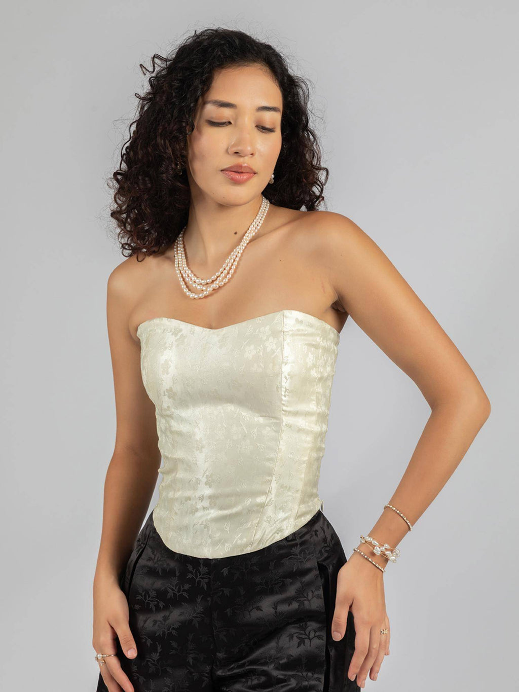 Brocade Ivory Corset Top | TT90 - view 3