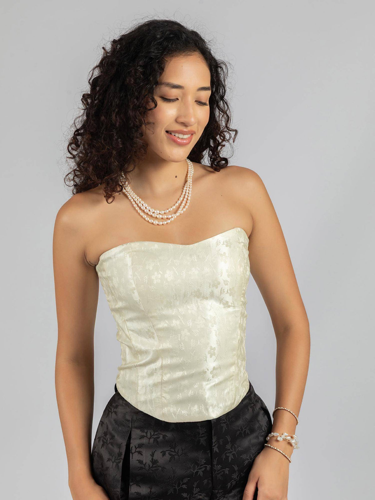 Brocade Ivory Corset Top | TT90 - view 4