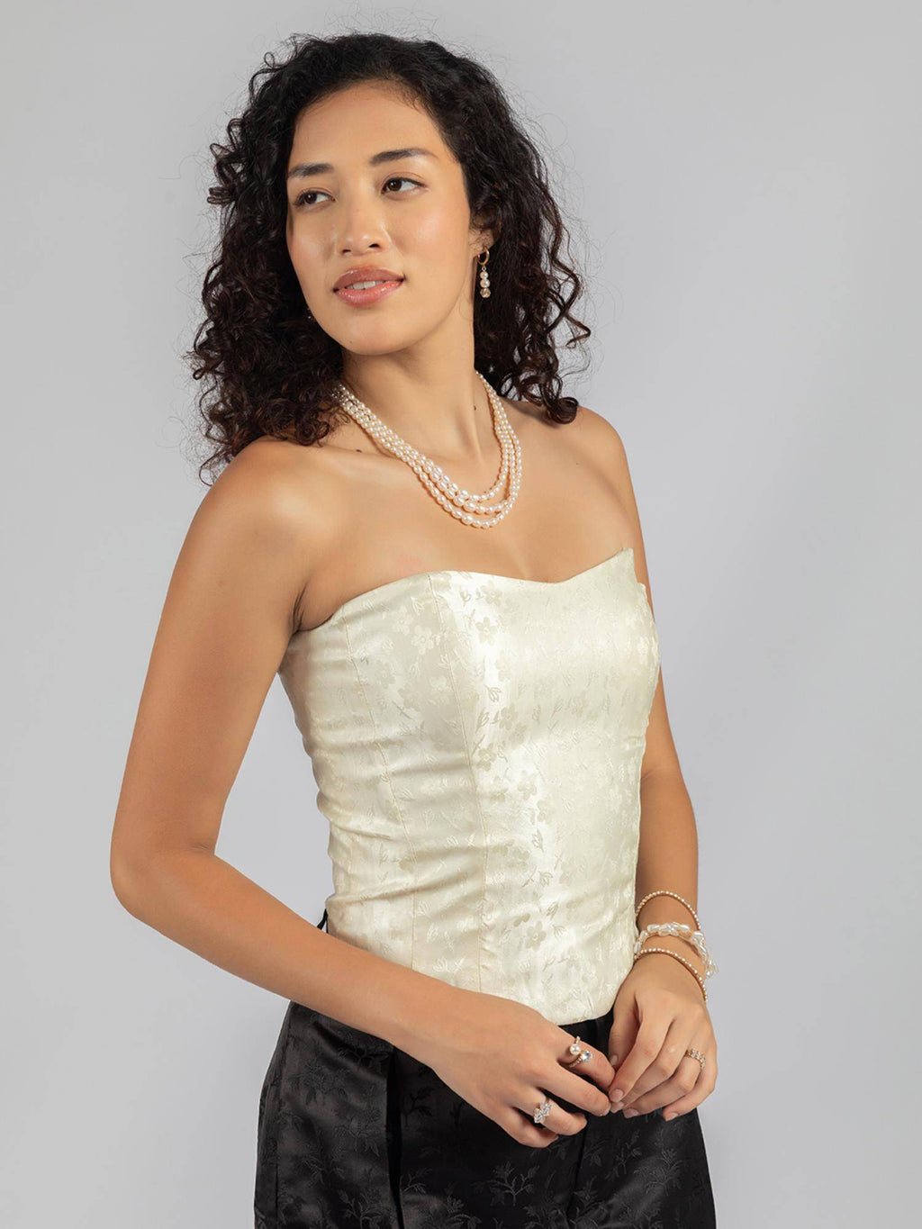 Brocade Ivory Corset Top | TT90 - view 5