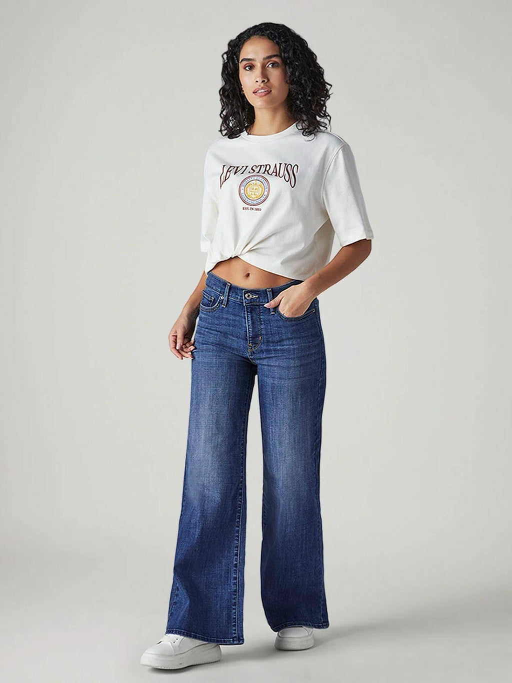 Womens Navy Blue Solid Jeans | BG78 - view 5