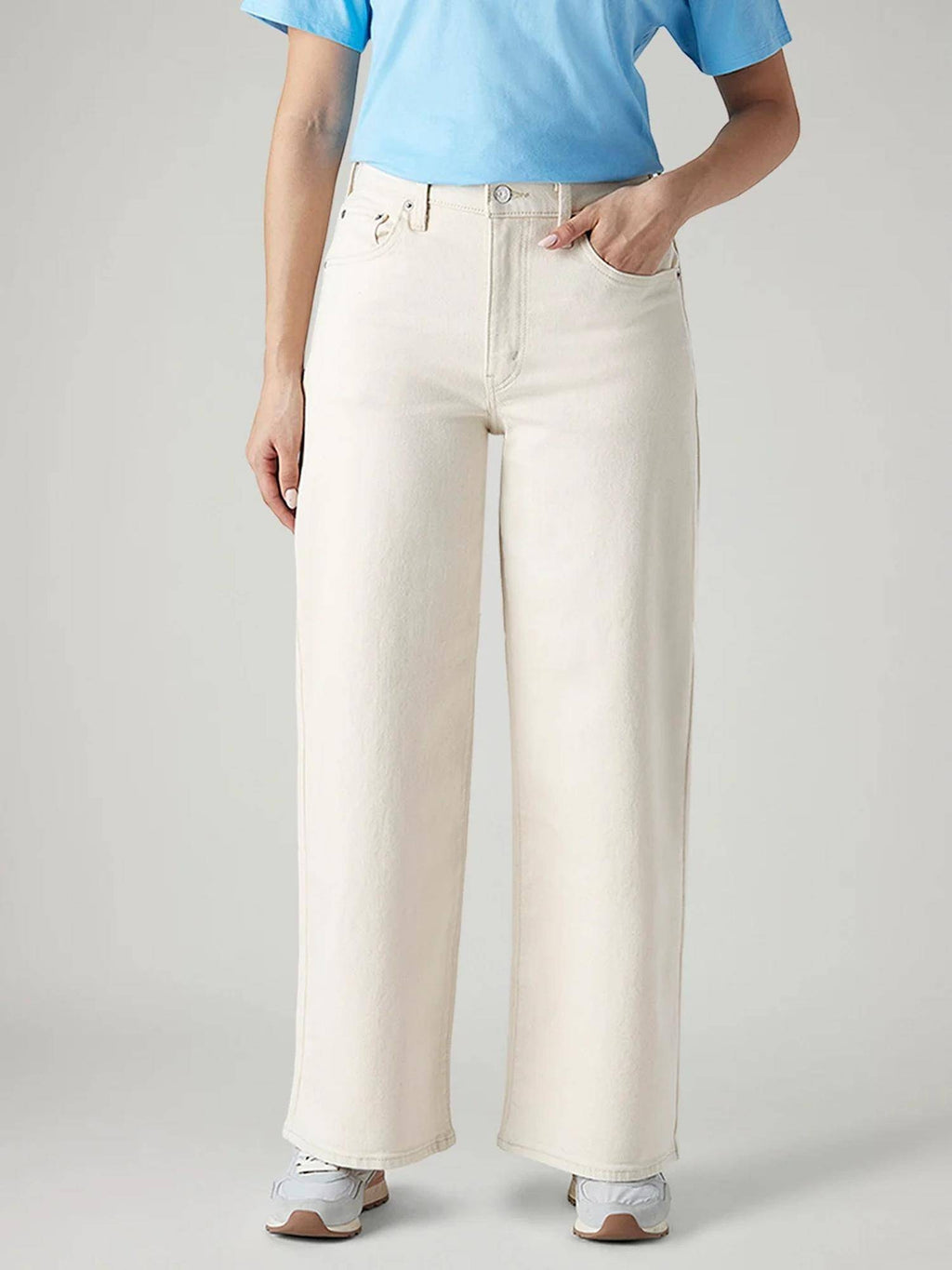 Womens Off White Solid Jeans | BG78 - view 1