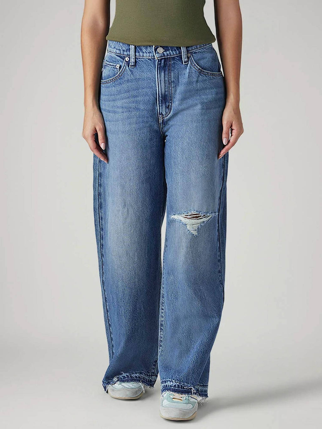 Womens Blue Solid Jeans | ST23 - view 1