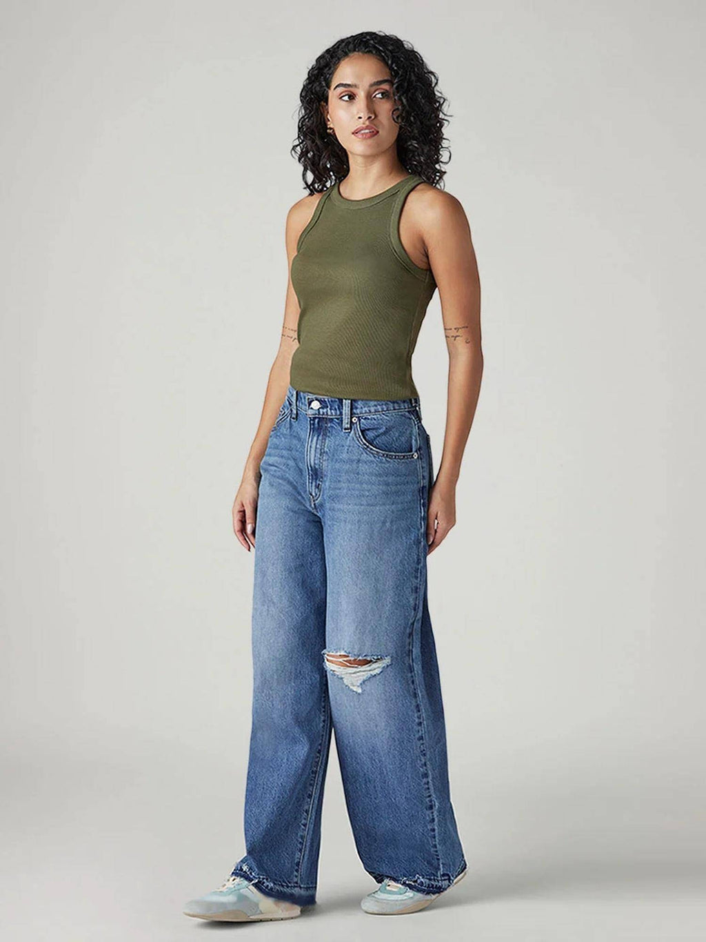 Womens Blue Solid Jeans | ST23 - view 3