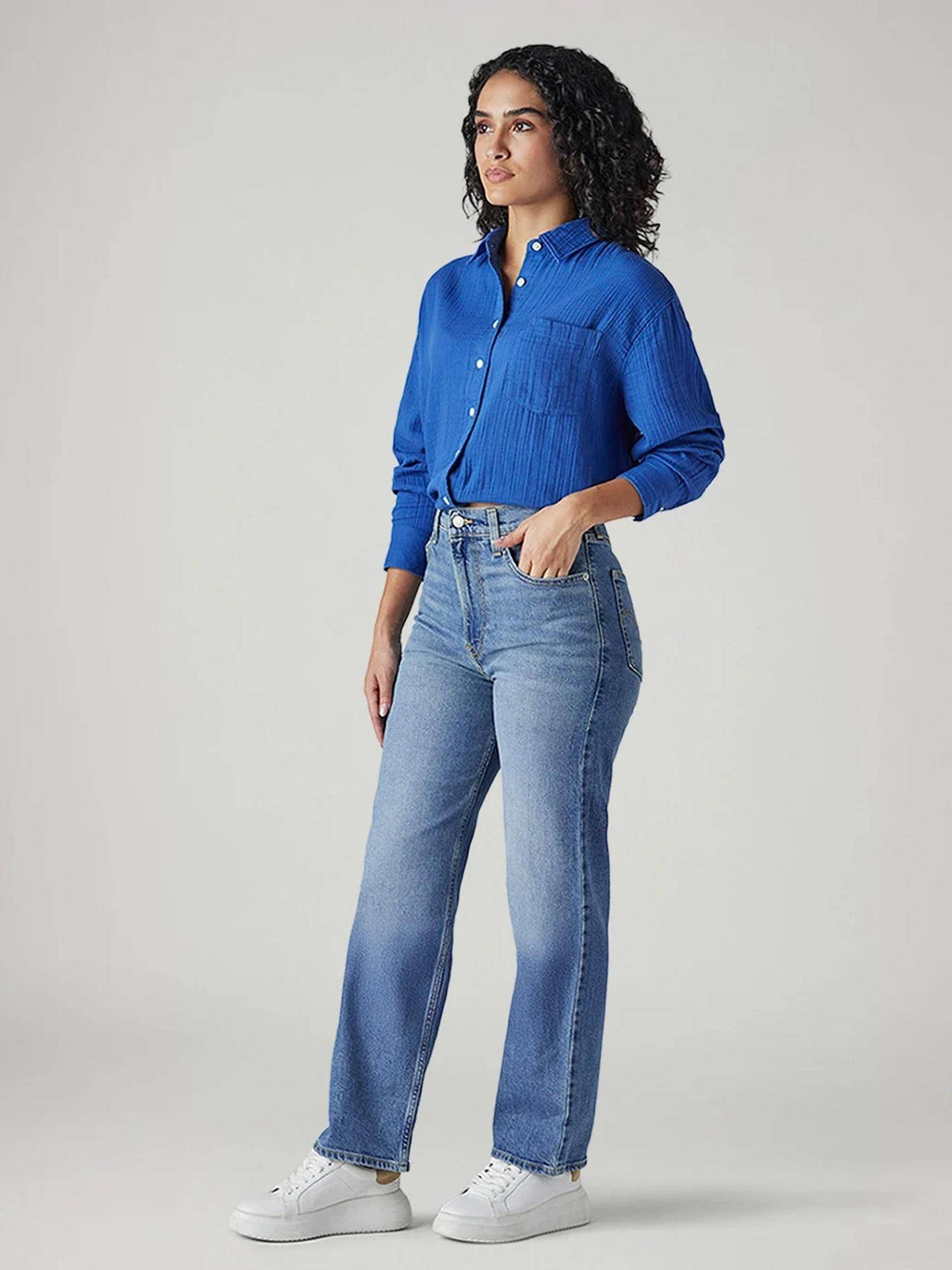 Womens Blue Solid Jeans | ST23 - view 3