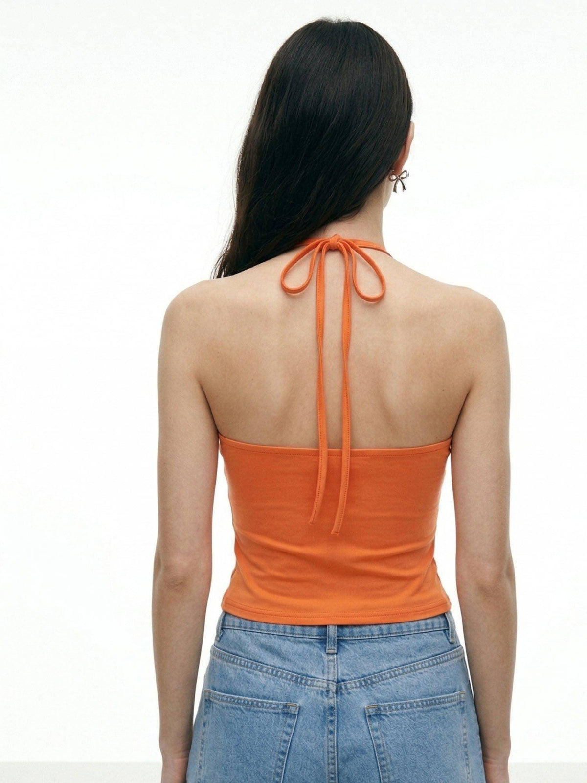 Orange Solid Fitted Top | HT67 - view 5