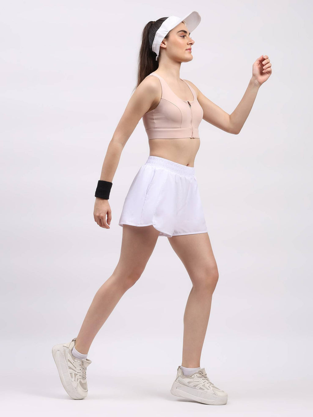 White Polyester Blend Loose Fit Active Shorts - view 6