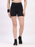 Black Nylon Spandex Skinny Fit Active Shorts - view 1