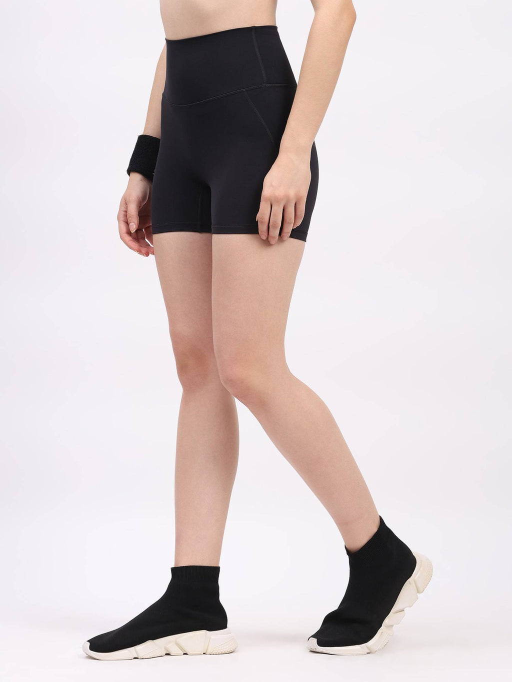 Black Nylon Spandex Skinny Fit Active Shorts - view 2