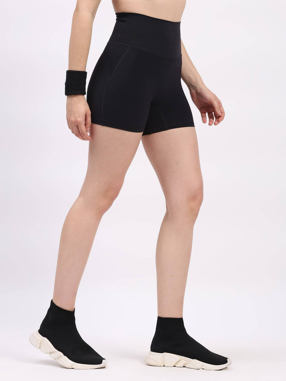 Black Nylon Spandex Skinny Fit Active Shorts - view 3