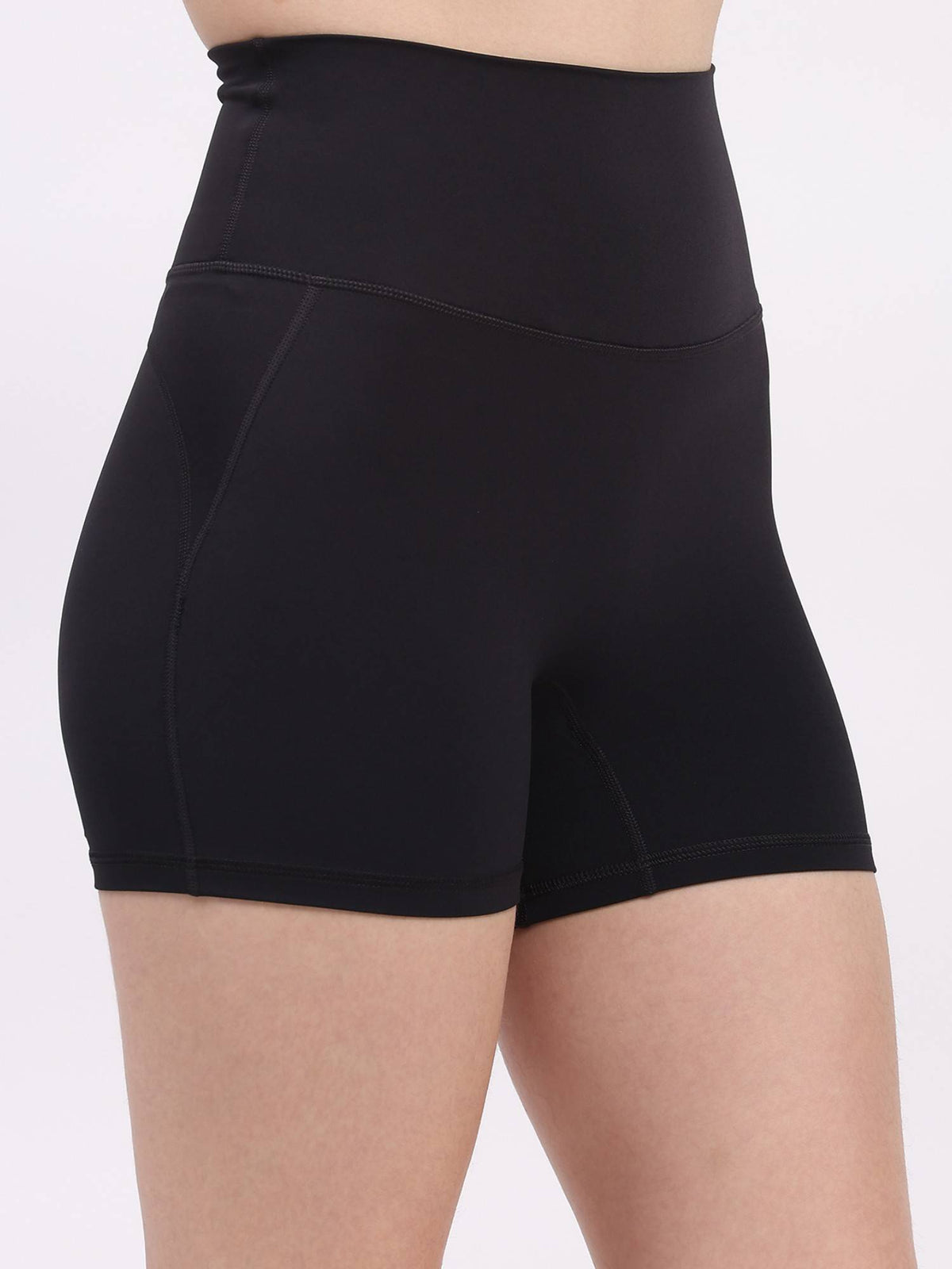 Black Nylon Spandex Skinny Fit Active Shorts - view 5