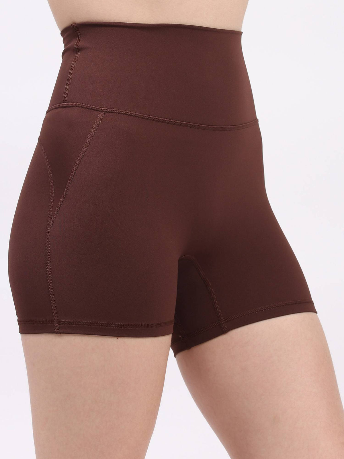 Brown Nylon Spandex Skinny Fit Active Shorts - view 5