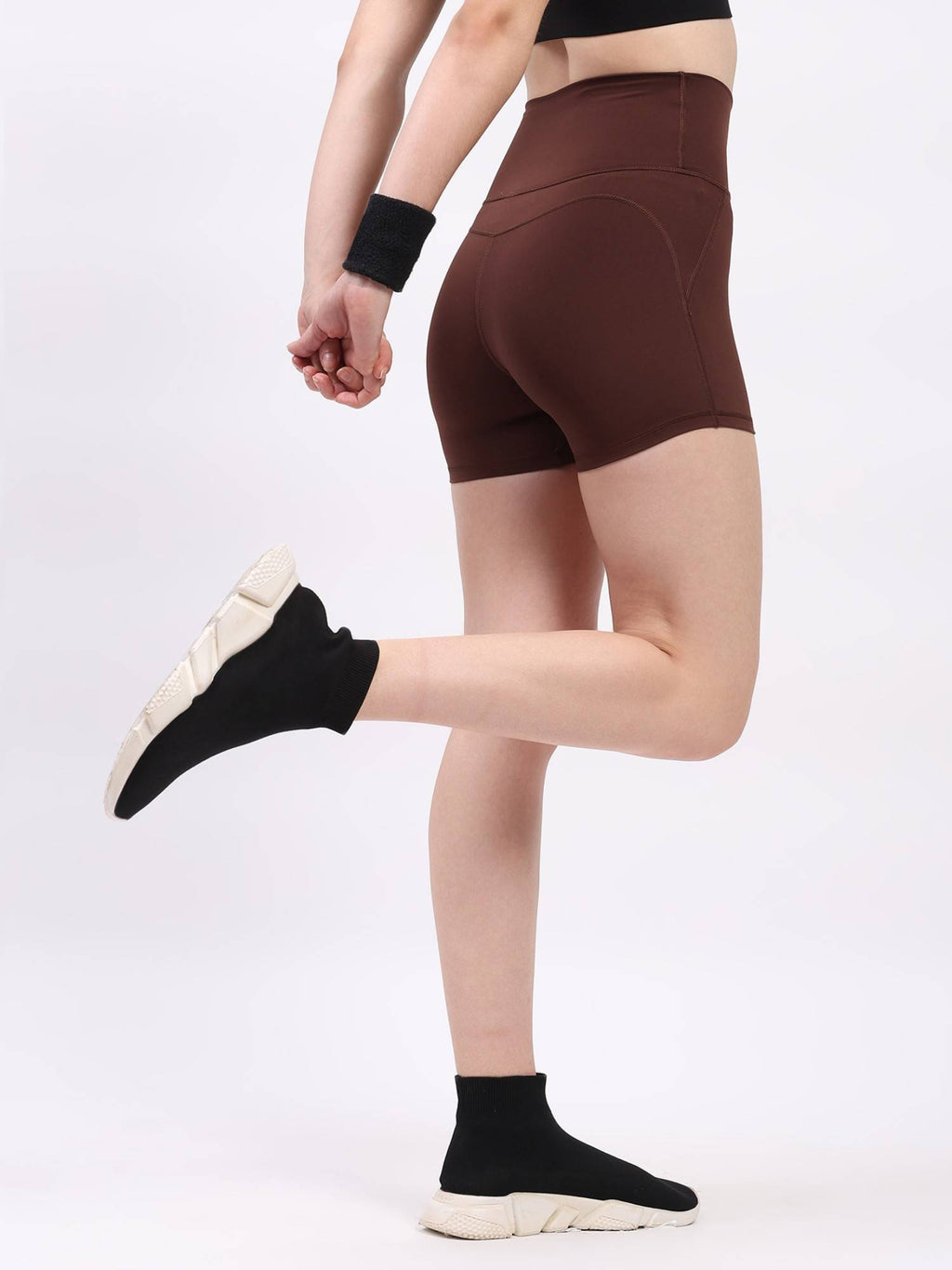 Brown Nylon Spandex Skinny Fit Active Shorts - view 7