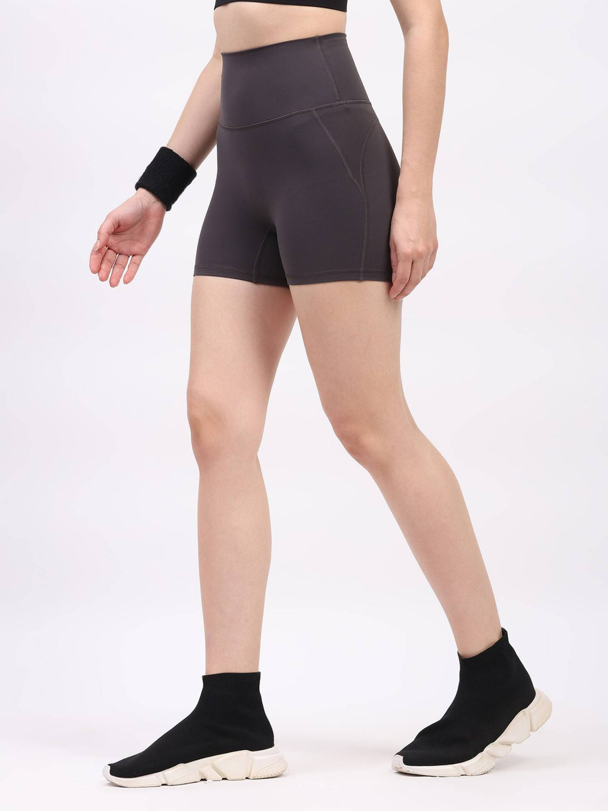Brown Nylon Spandex Skinny Fit Active Shorts - view 22