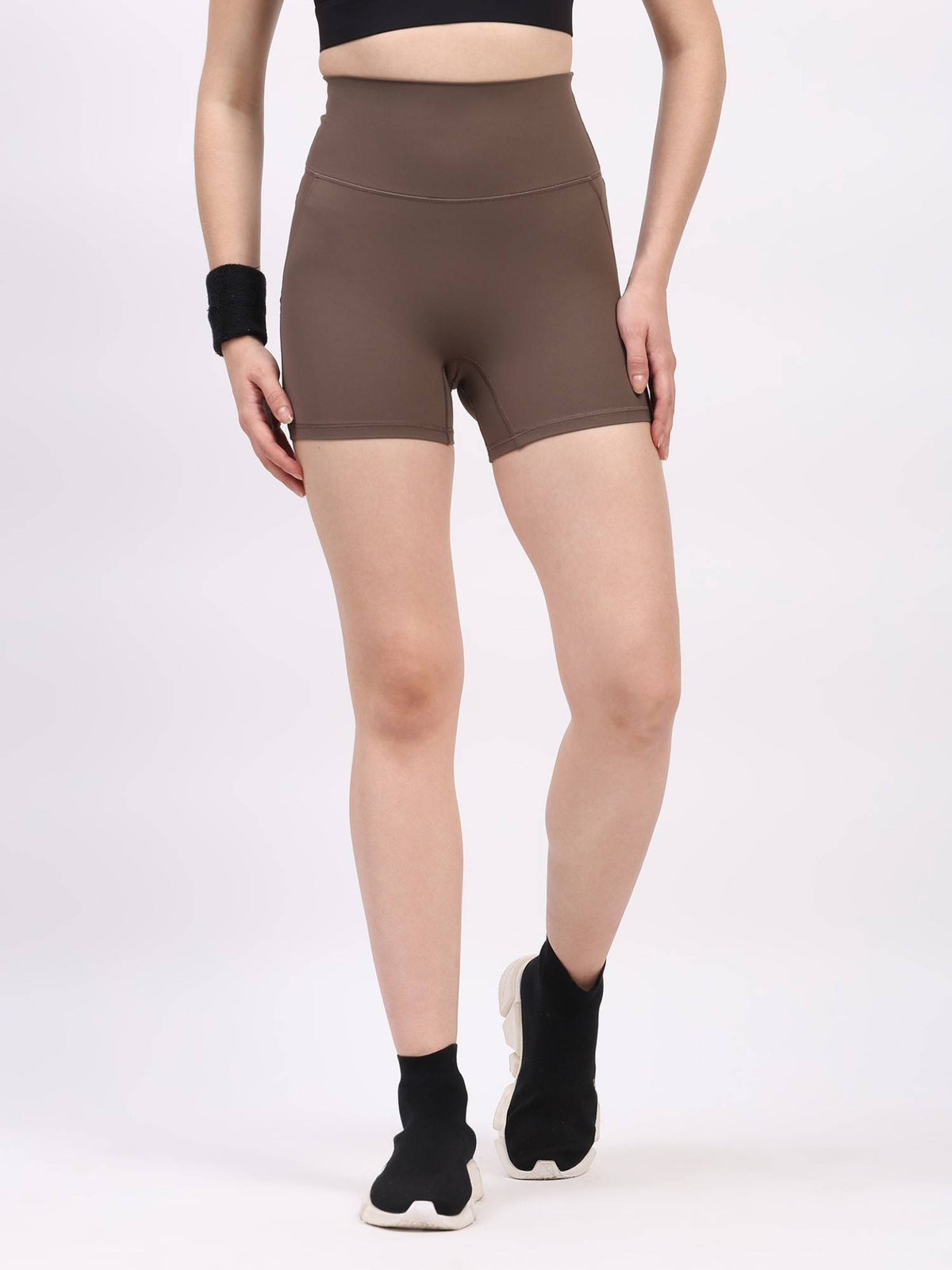 Black Nylon Spandex Skinny Fit Active Shorts - view 21