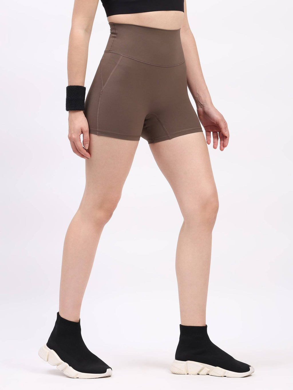 Black Nylon Spandex Skinny Fit Active Shorts - view 23