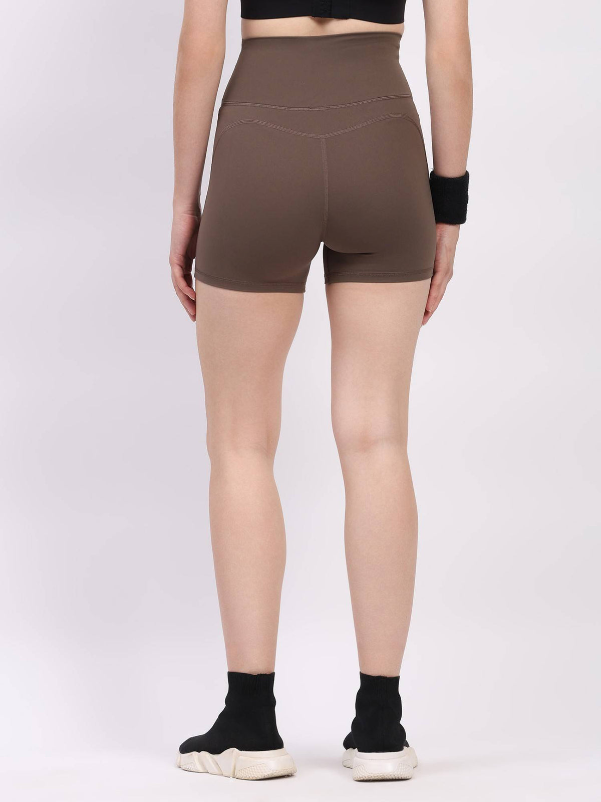 Black Nylon Spandex Skinny Fit Active Shorts - view 24
