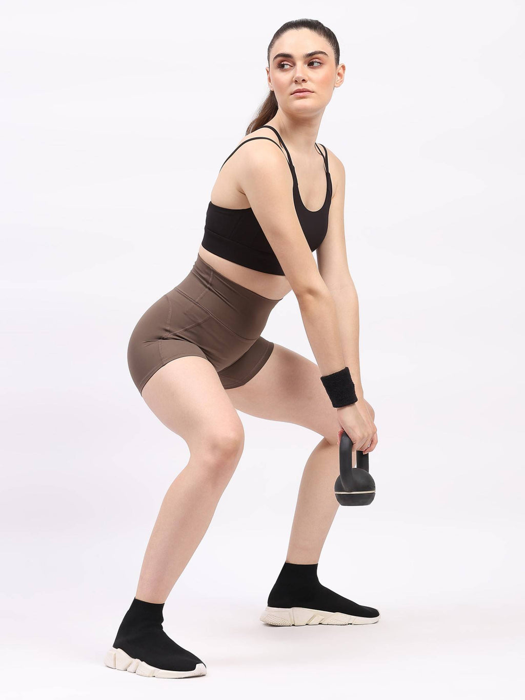 Black Nylon Spandex Skinny Fit Active Shorts - view 26