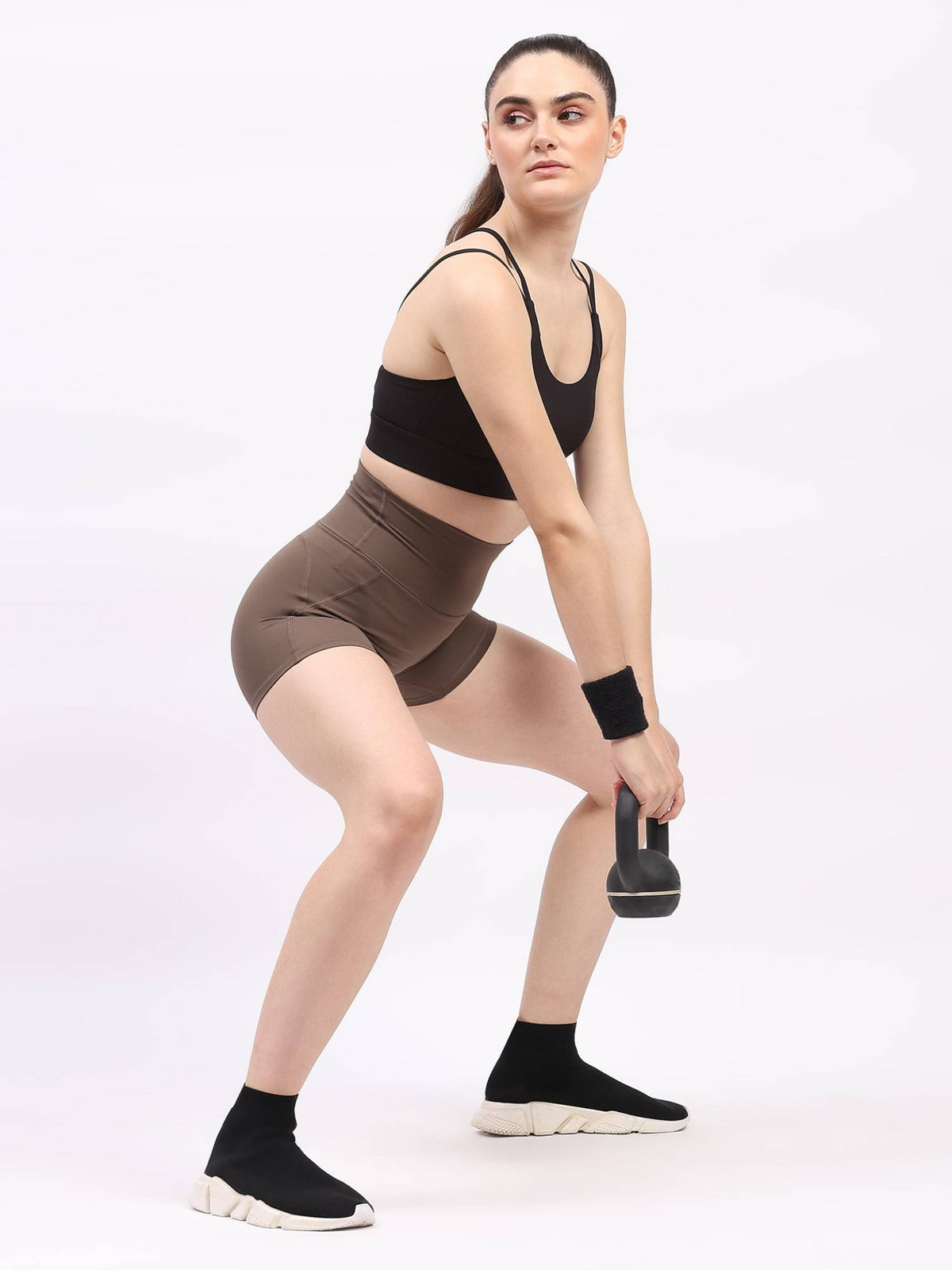 Black Nylon Spandex Skinny Fit Active Shorts - view 26