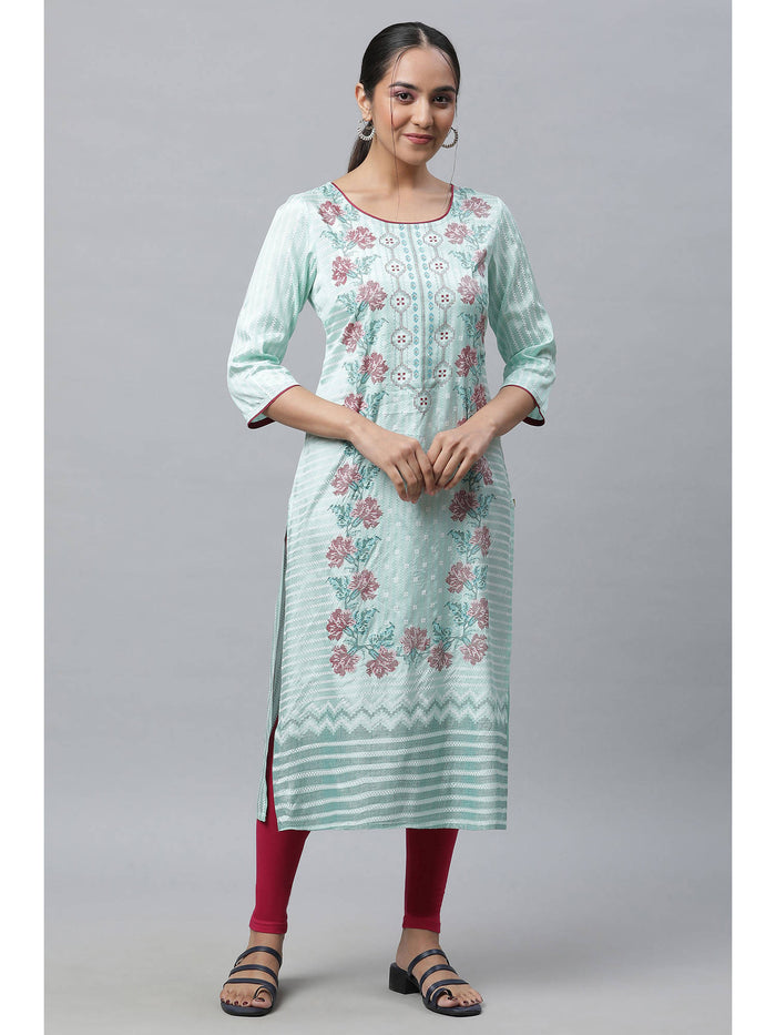 Green Printed Straight Kurta | U3S - view 1