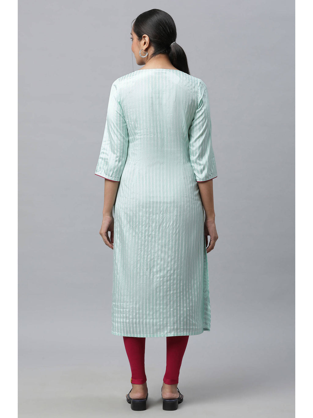 Green Printed Straight Kurta | KDG - view 4