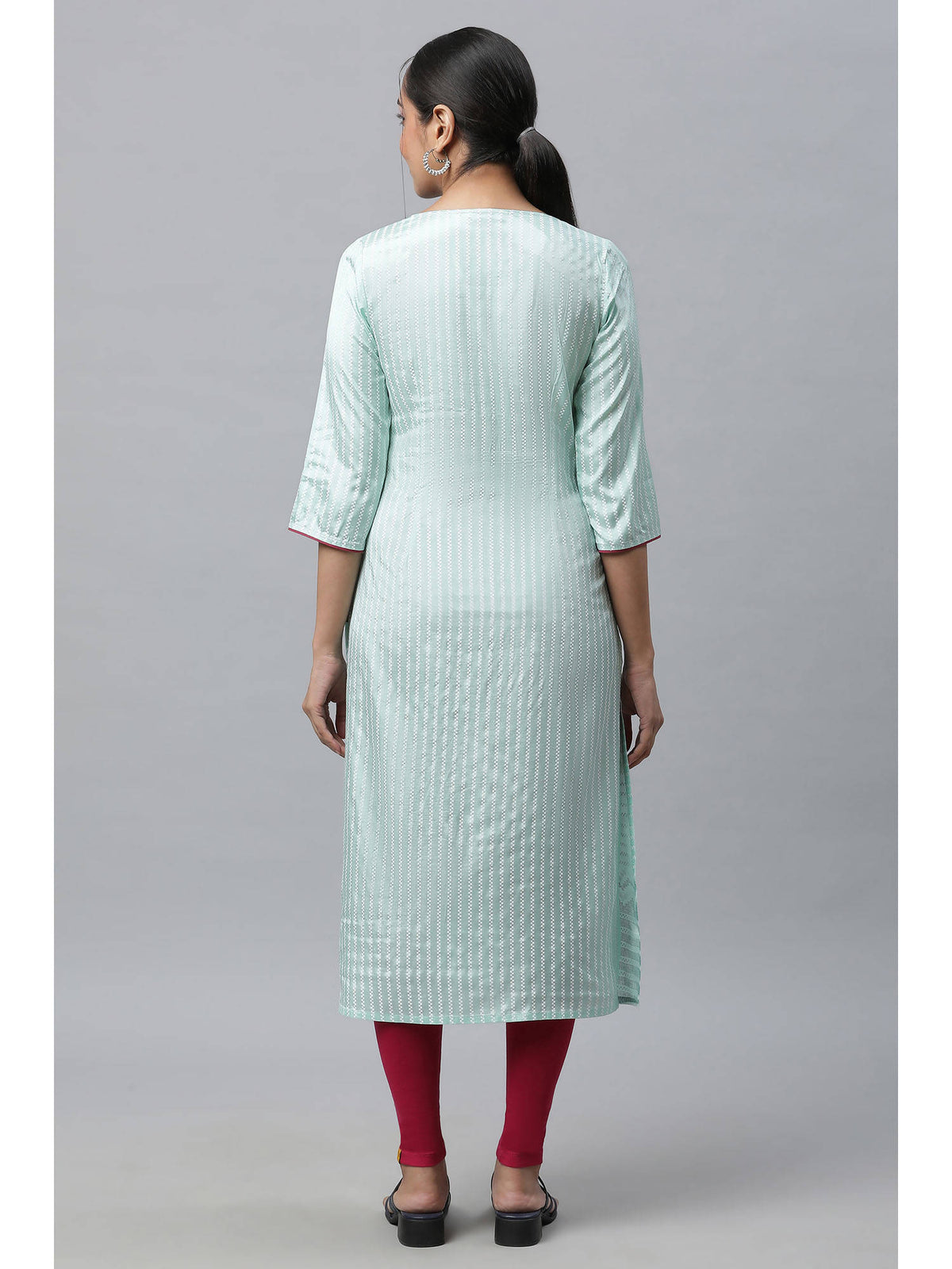 Green Printed Straight Kurta | U3S - view 4