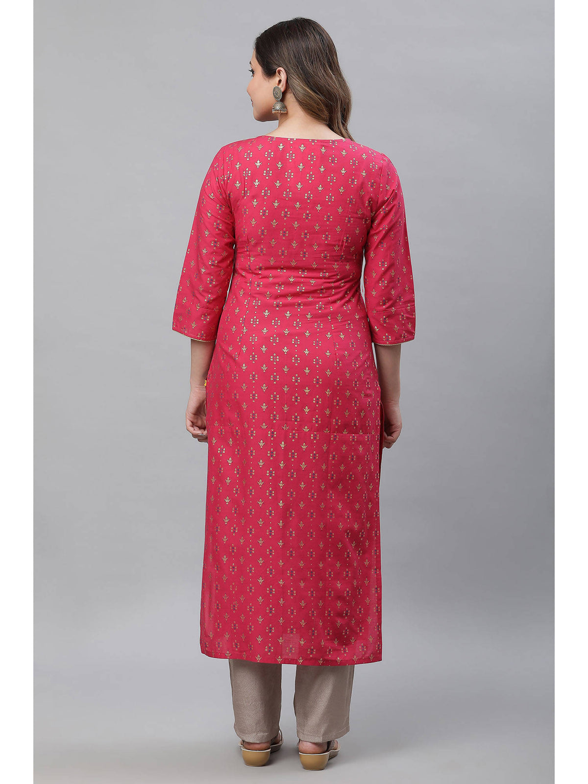 Hot Pink Embellished Kurta | U3S - view 3