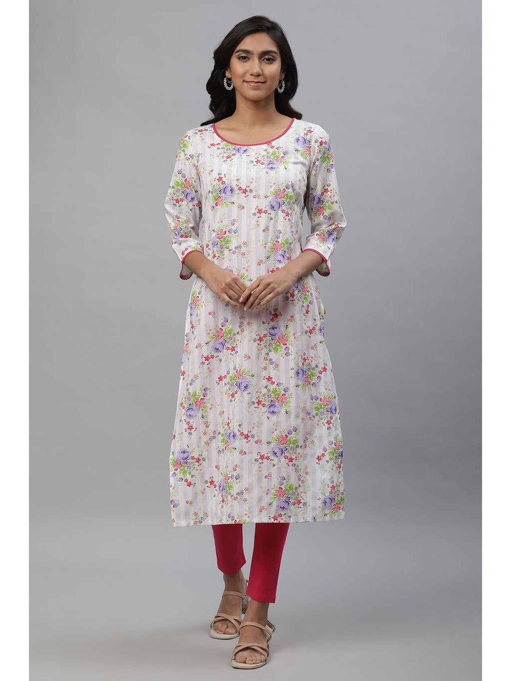 Multi-Color Floral Printed Kurta | KDG - view 2