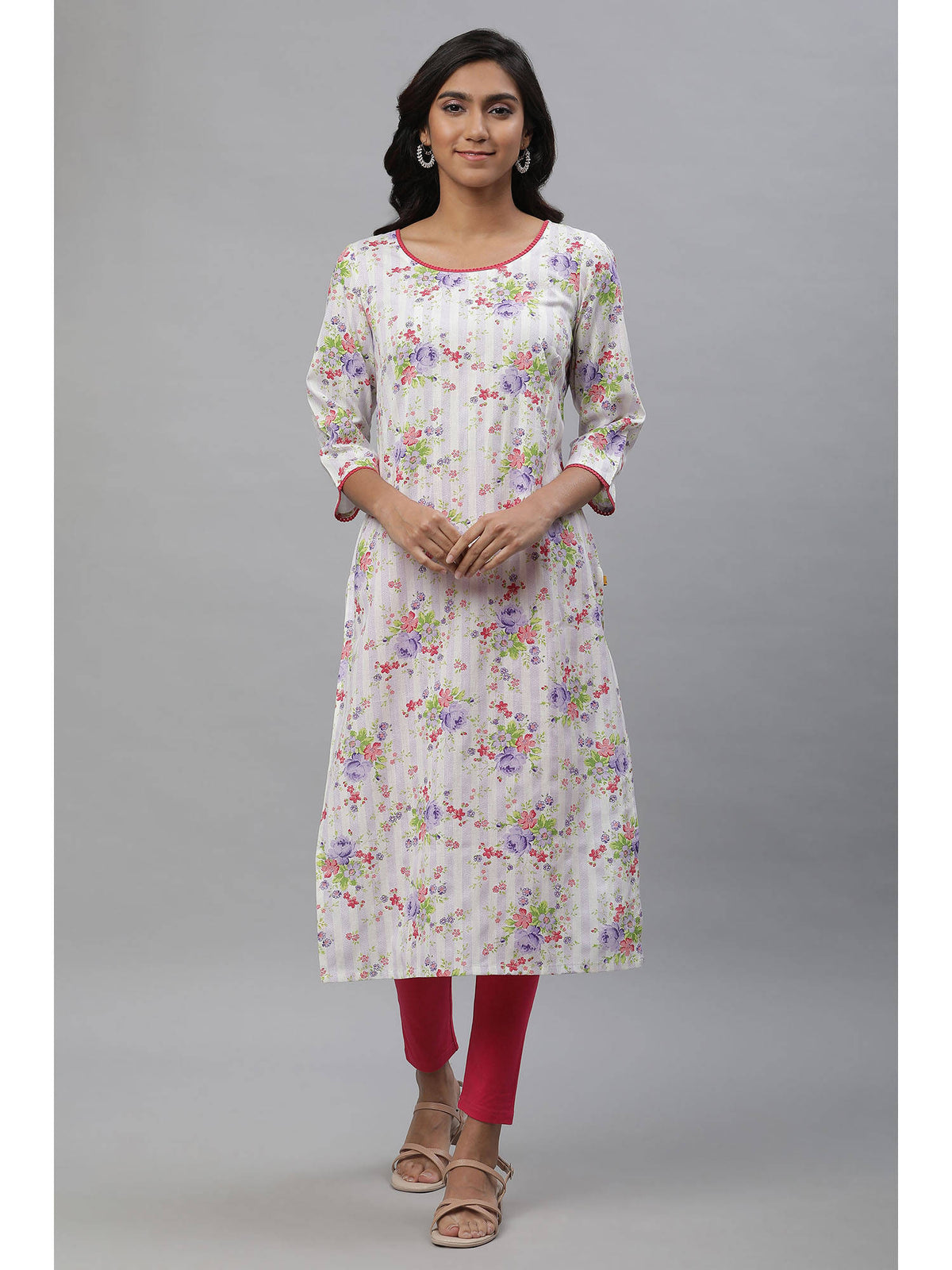 Multi-Color Floral Printed Kurta | KDG - view 2