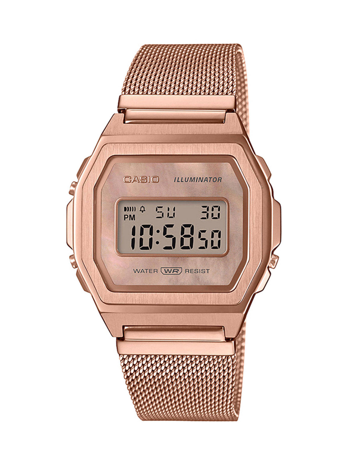 Vintage A1000MPG-9EF Rose Gold Digital Dial Rose Gold Stainless Steel Mesh Band D196 | W92 - view 1