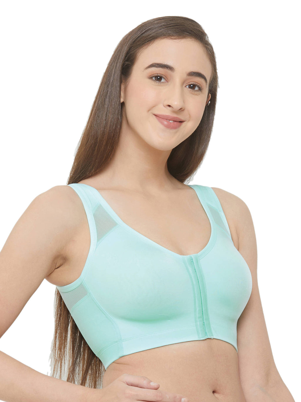 Women Front Closure Full Coverage Non Padded Non Wired Posture Correction Bra | sb09 - view 10