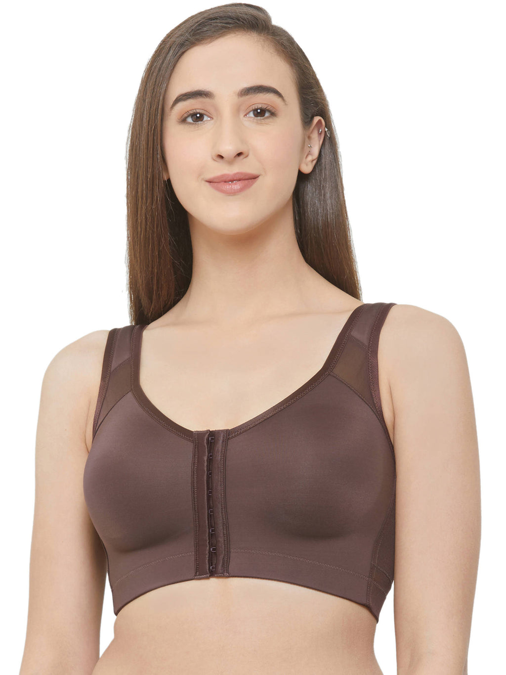 Women Front Closure Full Coverage Non Padded Non Wired Posture Correction Bra | sb09 - view 13