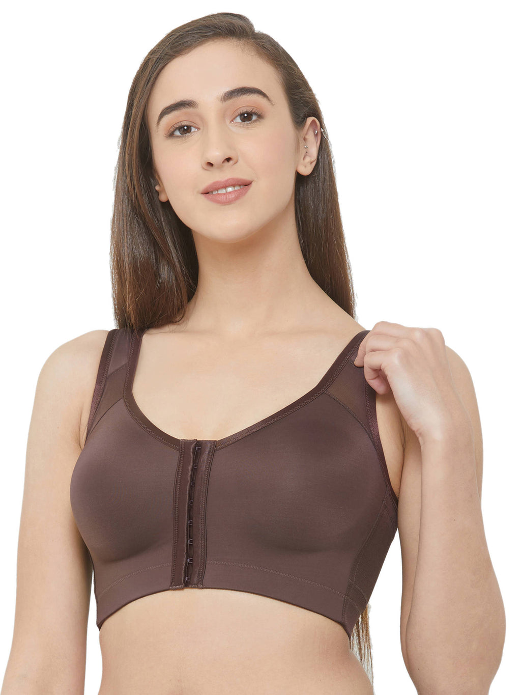 Women Front Closure Full Coverage Non Padded Non Wired Posture Correction Bra | sb09 - view 14