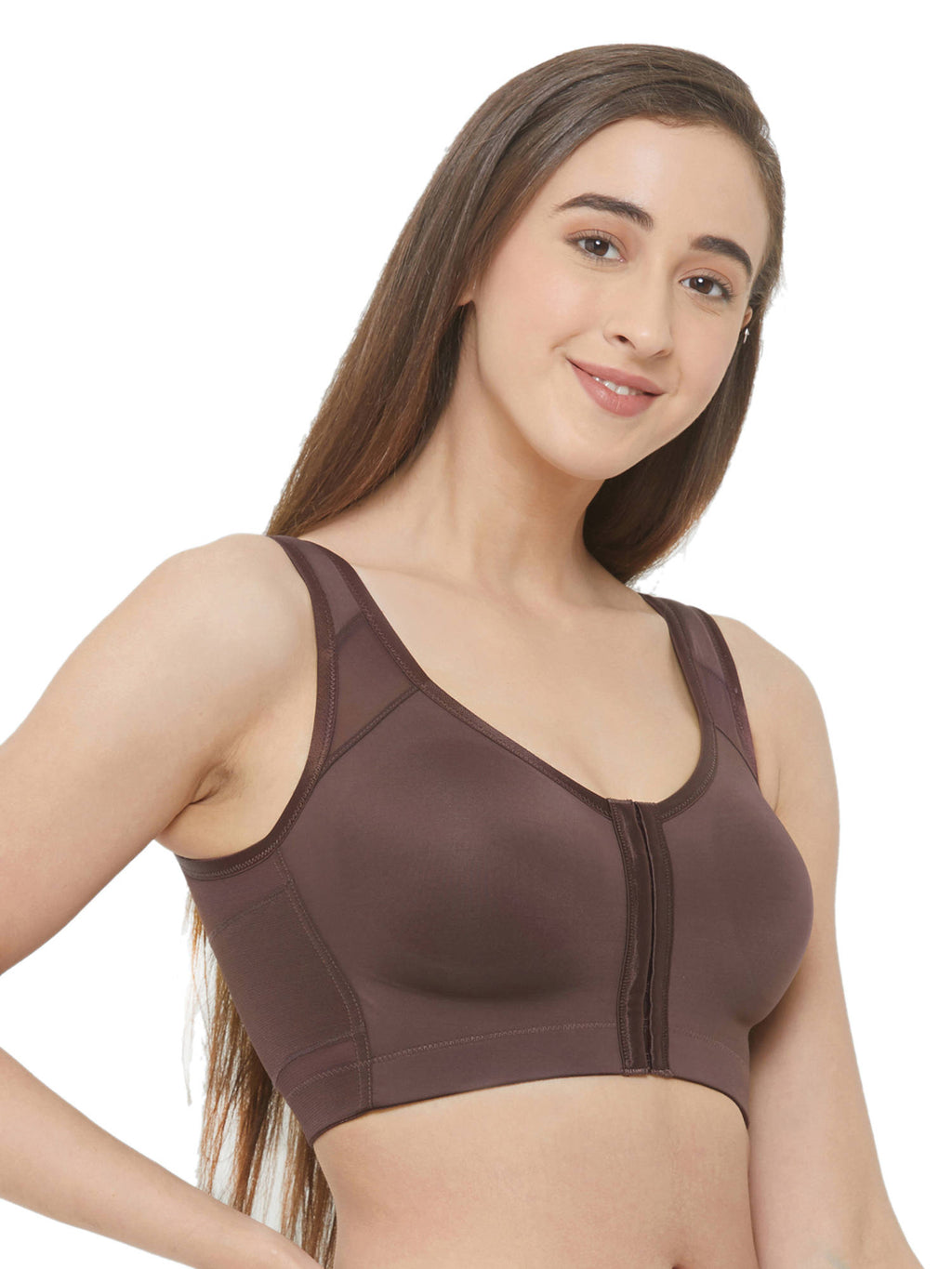 Women Front Closure Full Coverage Non Padded Non Wired Posture Correction Bra | sb09 - view 15