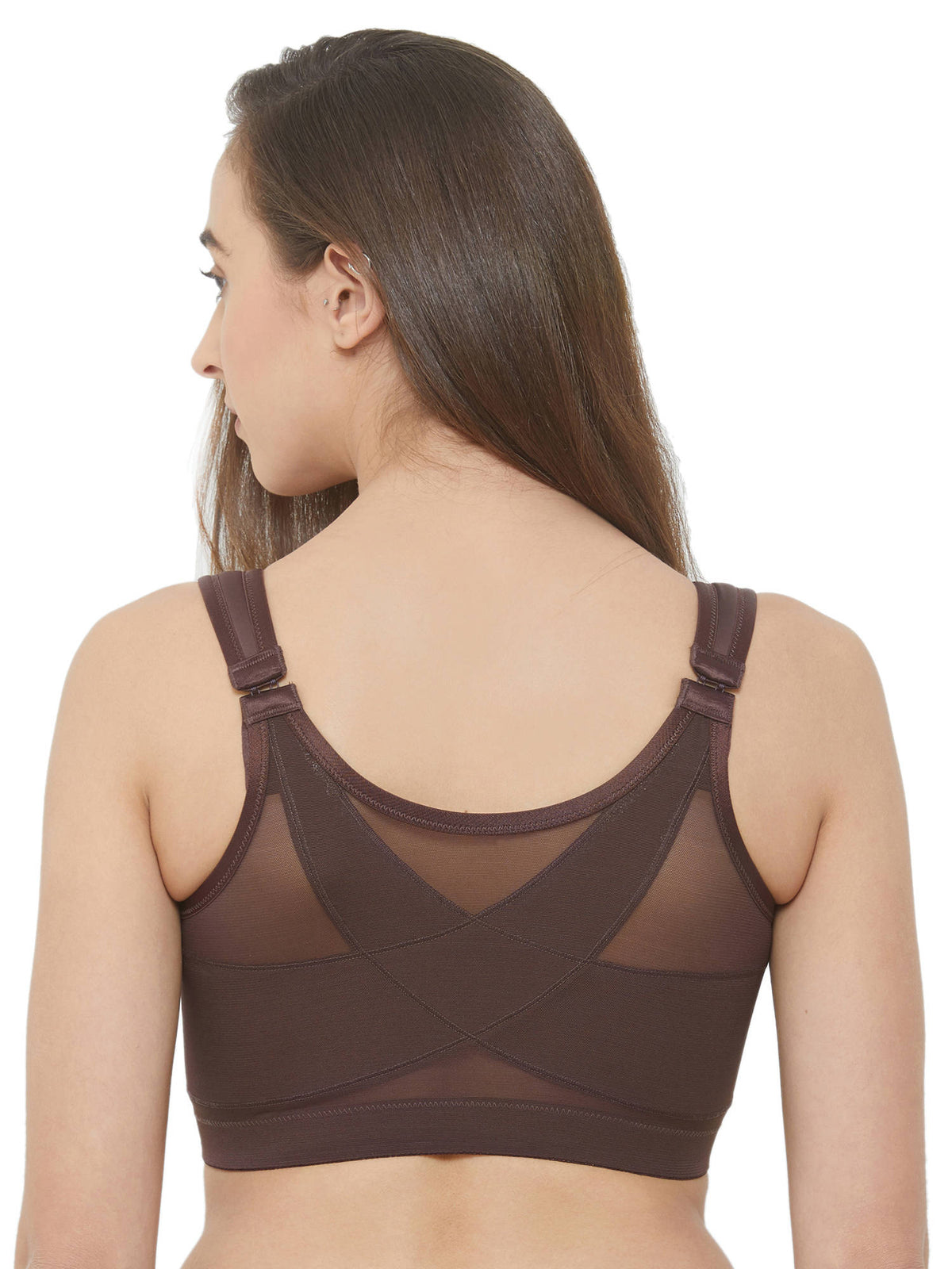 Women Front Closure Full Coverage Non Padded Non Wired Posture Correction Bra | sb09 - view 16