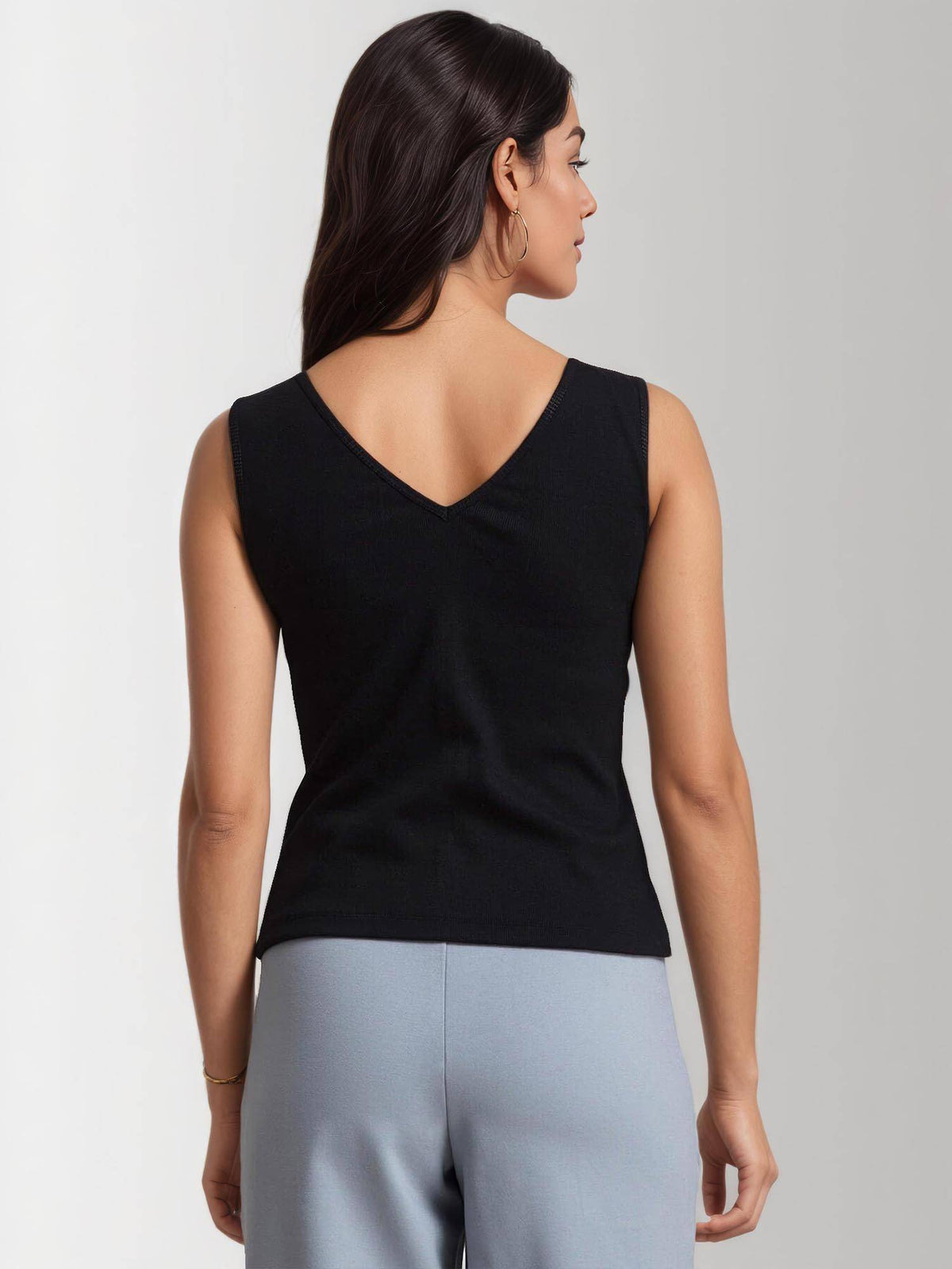 Stretchable V Neck LivIn Camisole - Black | TS56 - view 4