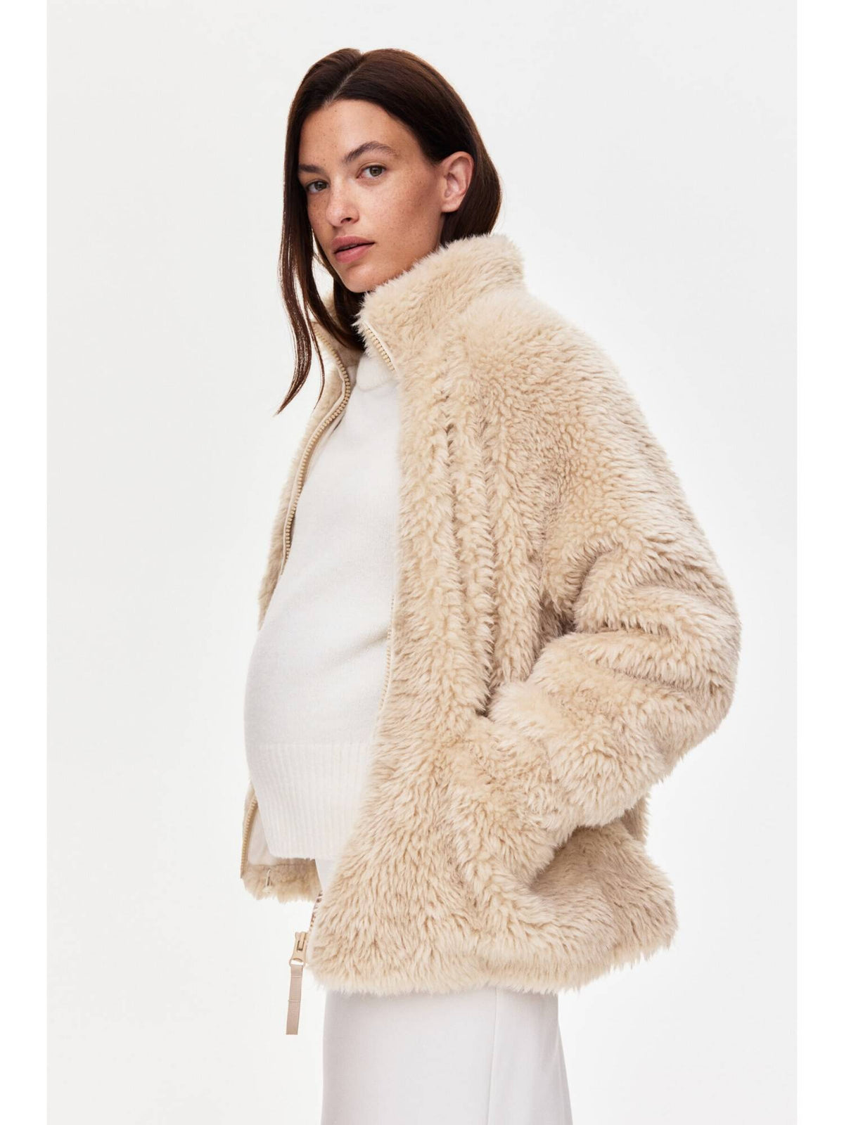 Women Beige Mama Before & After Babywearing Jacket | JC78 - view 4