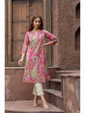 Women Fuchsia Print Paisley Printed Straight Pure Cotton Kurta | FY93 - view 1