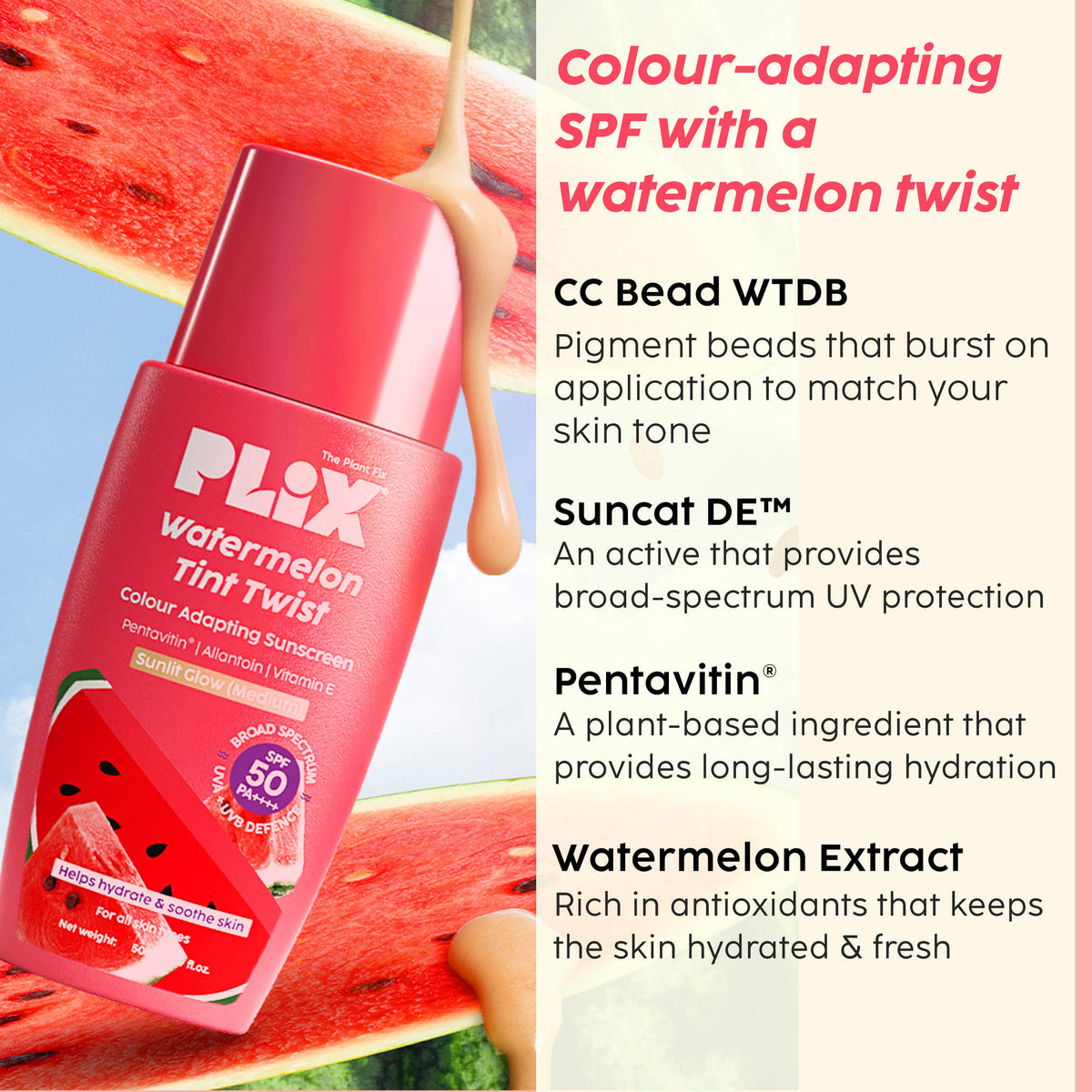Watermelon Tint Twist Color-Adapting Sunscreen | PL1 - view 14