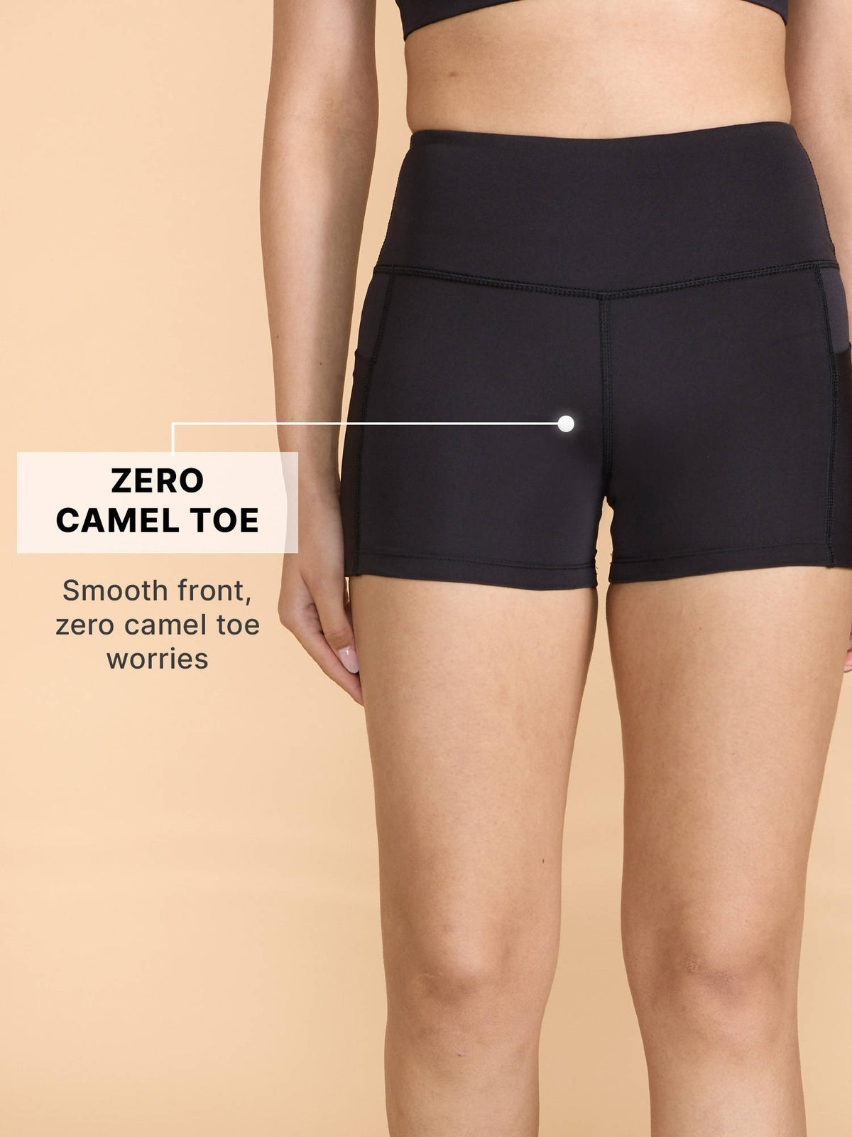 High-Waist 3.5" Workout KICASKN™ Booty Shorts With Pockets For Gym & Running KIC403 Black - view 2