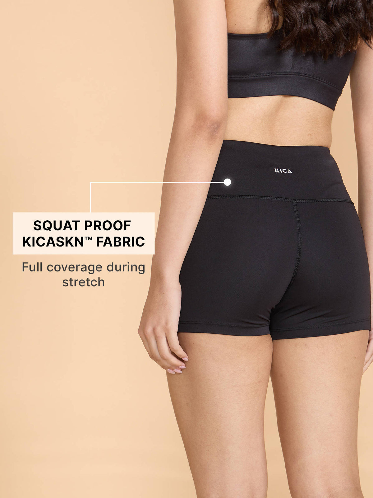 High-Waist 3.5" Workout KICASKN™ Booty Shorts With Pockets For Gym & Running KIC403 Black - view 5