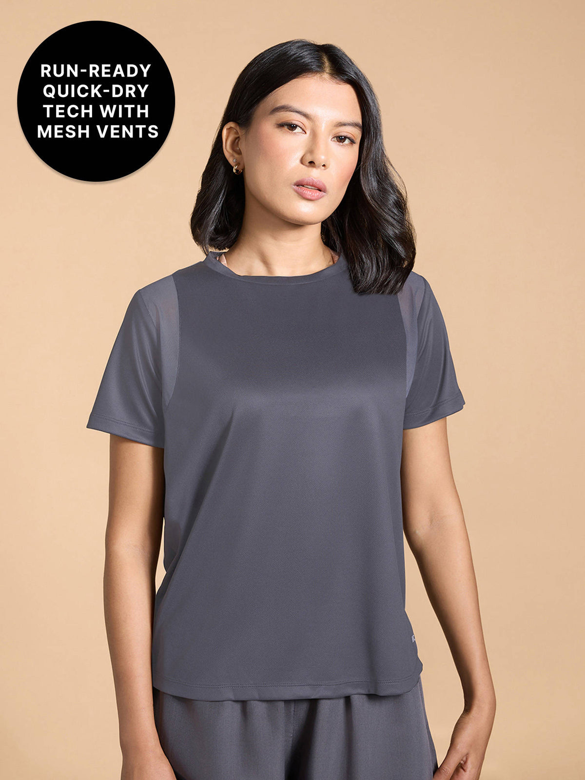 Running Top with Breathe Easy Mesh Panels and Quick-Dry Fabric-Stride Collection | TS56 - view 21