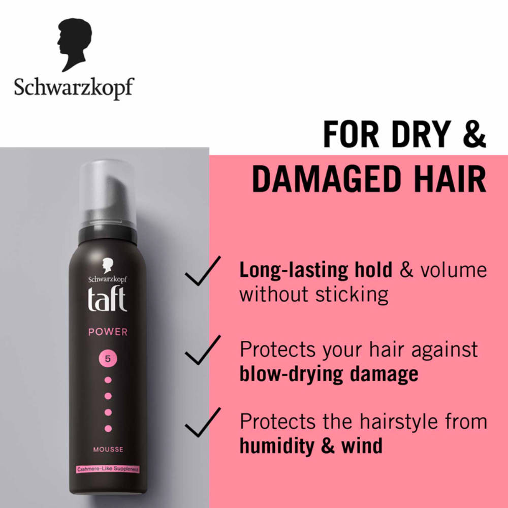 TAFT Power Hold 5 Hair Mousse To Controls Frizz, Lasts 24 Hours With No Stickiness | H85 - view 3