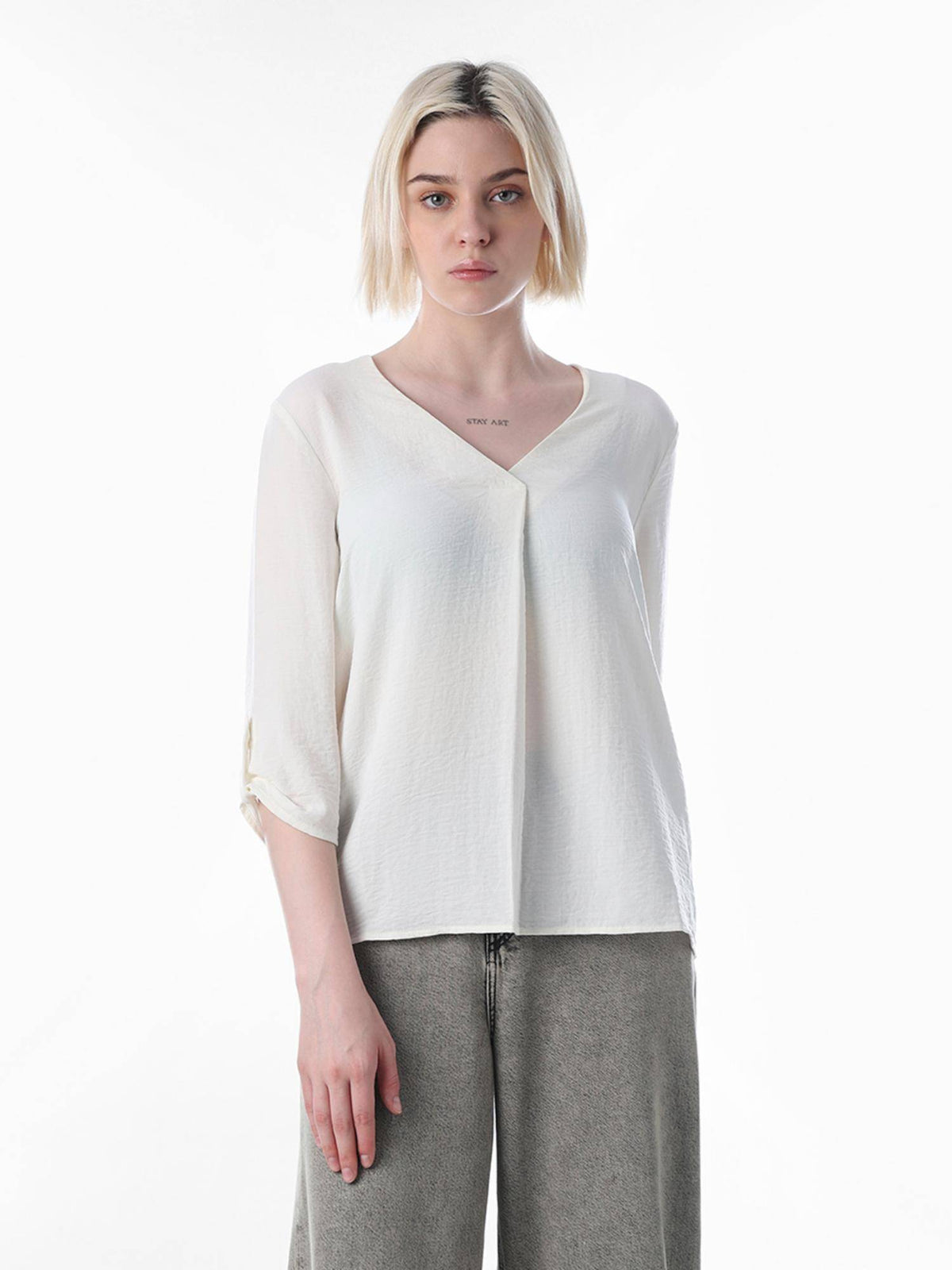 Womens Loose Fit White Top | O24 - view 1