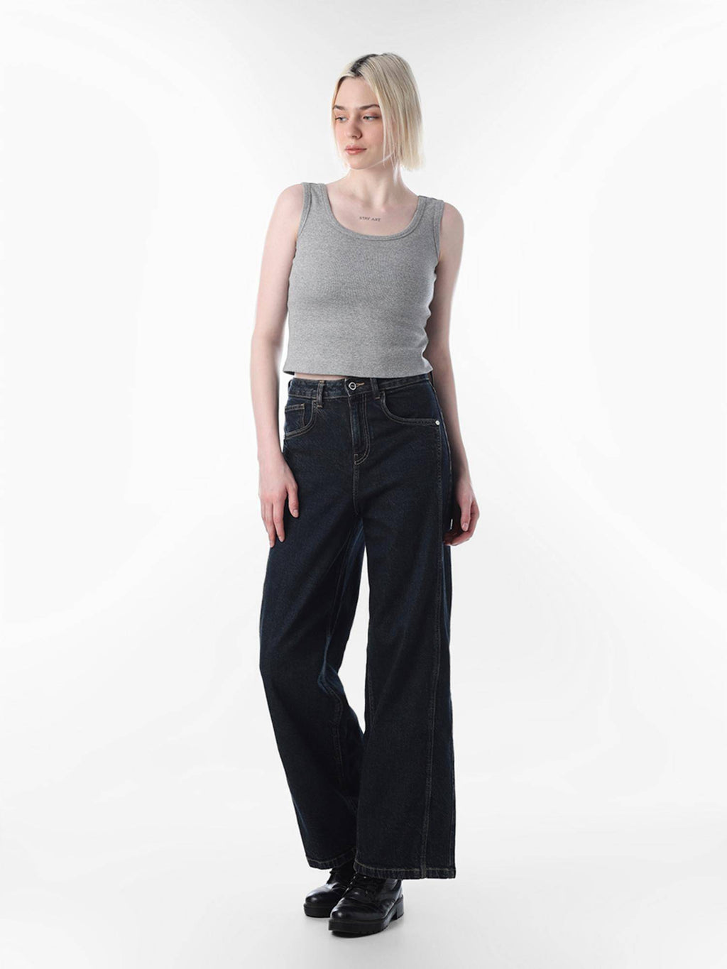 Womens Solid Regular Fit Grey Tank Top | TT98 - view 2