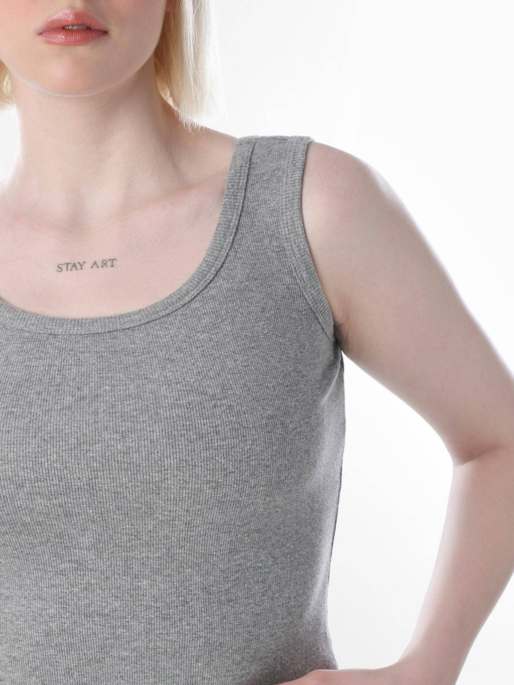 Womens Solid Regular Fit Grey Tank Top | TT98 - view 4