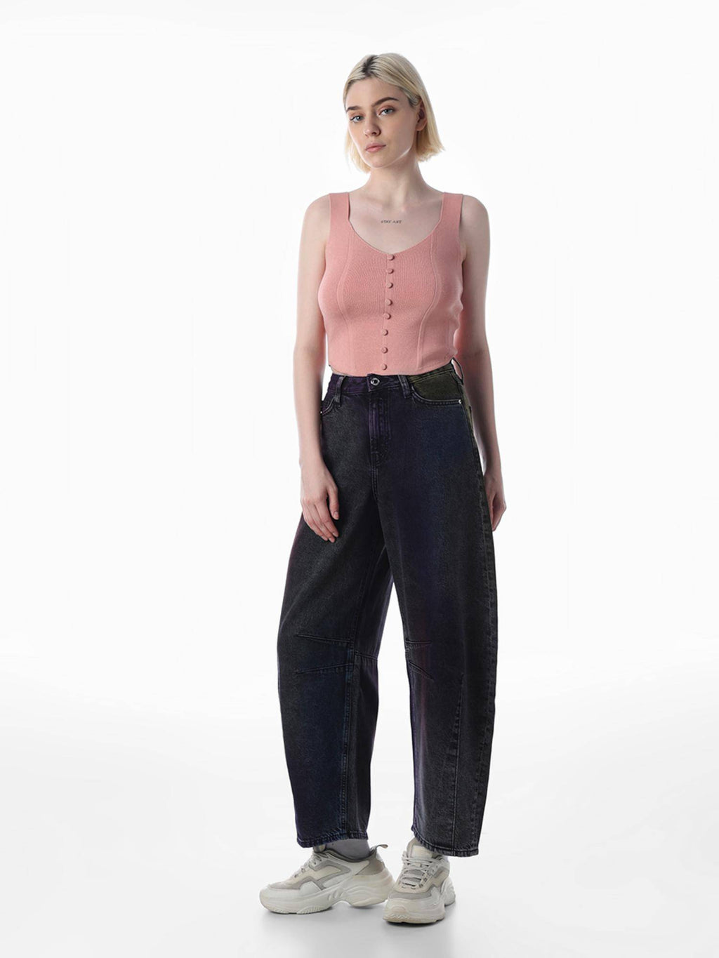 Womens Solid Slim Fit Pink Tank Top | TT98 - view 2