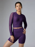 Purple Airwave Long Sleeve Crop Top | TT89 - view 1