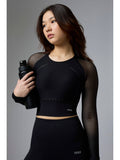 Black Airwave Long Sleeve Crop Top | TT89 - view 1